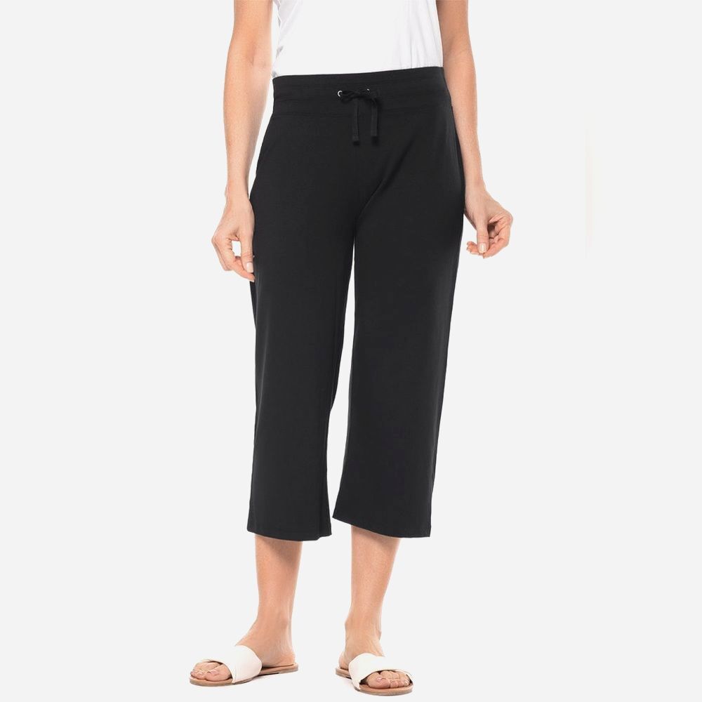 Coolibar Windley Beach Capris Womens Medium Black Crop Lounge Pants Sun UPF 50